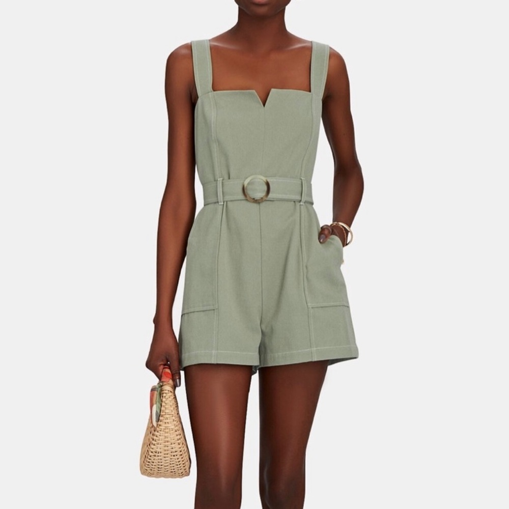 INTERMIX Stefania Belted Cotton Twill Romper